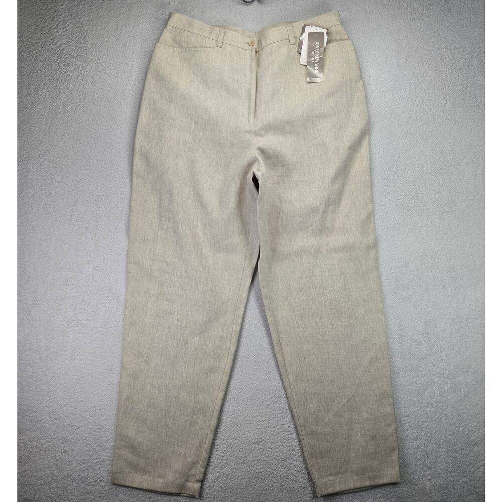 Jones New York Sport Linen Pants Womens 16 Tapered Beige High Rise NWT Old Stock